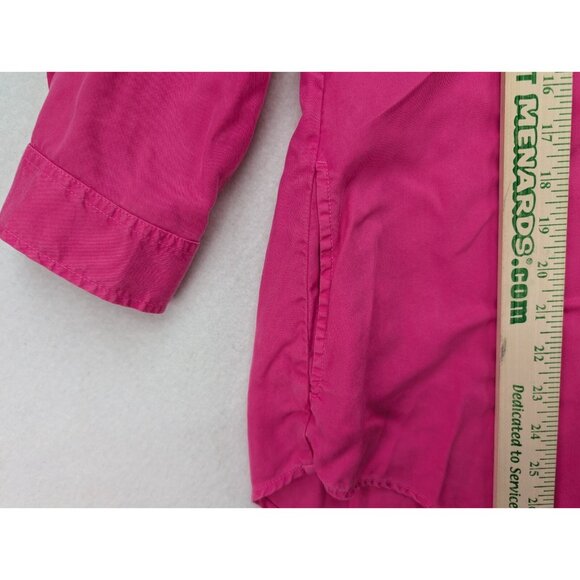 Crown & Ivy Women's Top Size L Pink 3/4 Sleeve Tunic Half Button-Up - Picture 10 of 13